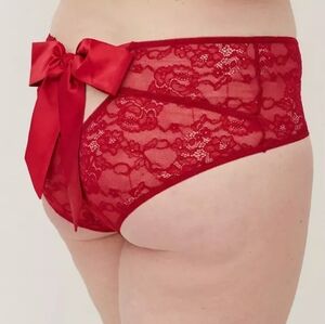 Torrid Red Lace High-Cut Panties with Satin Bow